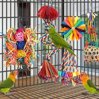 Perchoir en corde de coton coloré avec cloche, jouet à grimper amusant et à mâcher pour perroquets, conures et calopsittes