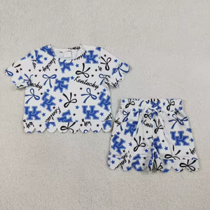 Conjuntos de Verano para Niñas RTS, Conjunto de Pantalones Cortos con Volantes para Día de Juego Universitario, Ropa Infantil con Temática Universitaria - Product Image 6