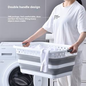 Panier à linge en plastique pliable et mural de grande taille Panier de nettoyage ménager pour le rangement des vêtements sales Panier de salle de bain - Product Image 5