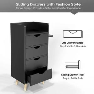 Carrito de Almacenamiento de 4 Niveles para Peluquería, con 4 Cajones y 2 Soportes para Secador de Pelo, Mueble para Salón de Belleza - Product Image 3