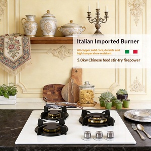 Cuisinière à <span class=keywords><strong>gaz</strong></span> naturel encastrable de <span class=keywords><strong>petite</strong></span> taille de style européen à trois brûleurs avec surface en verre trempé 5,0 kW et brûleur tout en cuivre - Product Image 2