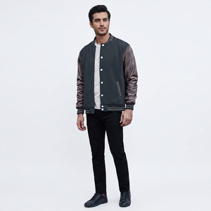 OEM Custom Logo Men's Polyester/Cotton Breathable Stand Collar Embroidered Varsity Jacket College Baseball Letterman <b>Winter</b> <b>Coat</b> - Product Image 1
