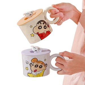 Crayon Shin-Chan <b>Cute</b> Cartoon Ceramic Water Cup with Lid High-Value Office and Home Drinking <b>Mug</b> for Parties - Product Image 5