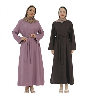 Kimono élégant en polyester léger à 3 couches pour filles, robe Abaya ouverte pour l'été/le printemps pour les musulmanes, vente en gros - Product Image 3