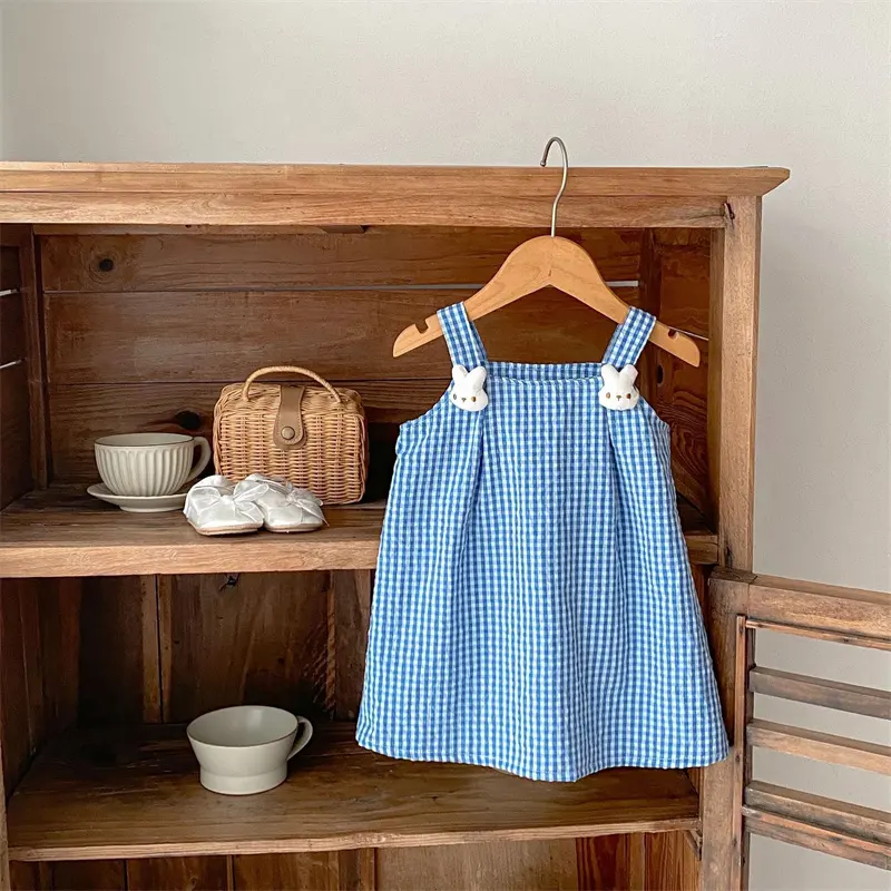 OEM ODM Clothes for Baby Girl Summer Kids Toddler Girls Cotton Plaid Printed Dress 9-12 Months Baby Cute Casual Sun Dress