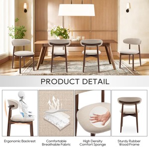 <span class=keywords><strong>Chaise</strong></span> de salle à manger de ferme moderne en <span class=keywords><strong>bois</strong></span> avec revêtement en tissu et repose-pieds pour meubles de cuisine ou de maison - Product Image 5