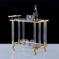 Chariot de service de buffet d'hôtel de luxe moderne en acier inoxydable multicolore à 3 niveaux, fournitures de restauration, chariot roulant pour boissons