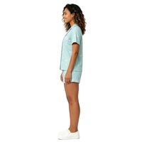 Ensemble de pyjama pour femmes à imprimé floral, chemise boutonnée à manches courtes et short, vêtements de nuit décontractés et doux pour la maison, vêtements de détente, logo personnalisé pour la vente en gros
