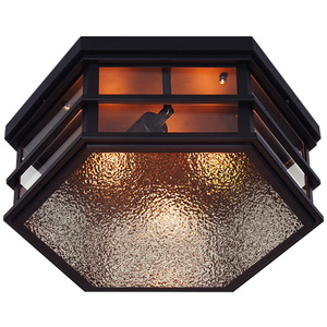Outdoor Hexagonal Flush Mount Light Gold Body Stainless Steel Frame <b>Glass</b> <b>Shade</b> E26 LED 3500K Warm White AC 220V Adjustable - Product Image 1