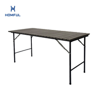 Table pliante HOMFUL 5FT en plastique HDPE, imitation bois, rectangulaire, pour jardin, terrasse, réceptions et vente en gros