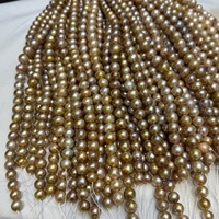Collier de perles naturelles en gros, perles de forme ronde de couleur variée, chaîne de perles naturelles de 9-14 mm pour la fabrication de bijoux, 40 cm