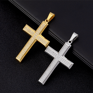 हिप हॉप स्टेनलेस स्टील हार आदमी लक्जरी स्टेनलेस स्टील पुरुषों गहने सोने की प्लेटेड ब्लिंग घन ज़िरकॉन क्रॉस - Product Image 2