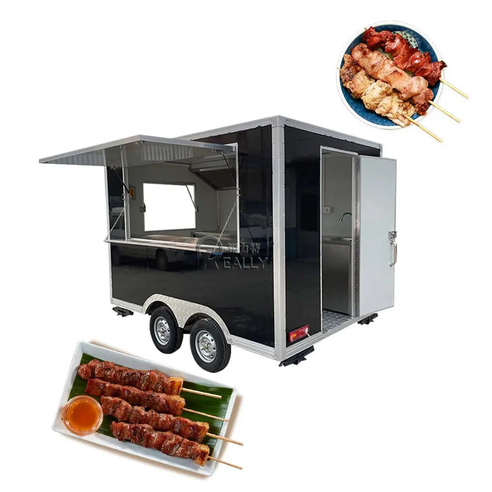 2024 US Street Mobile Bar Trailer Food Truck con cocina completa Fast Food Square Custom Portable Cart