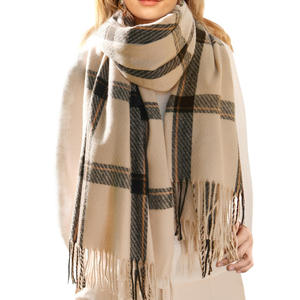 <span class=keywords><strong>Écharpe</strong></span> en fausse fourrure de <span class=keywords><strong>cachemire</strong></span> écologique pour femmes, motif à carreaux, ourlet à franges, <span class=keywords><strong>écharpe</strong></span> chaude et tendance pour l'hiver, à porter au quotidien - Product Image 1