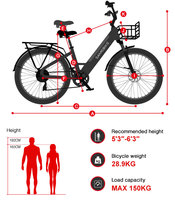 SAMEBIKE Vélo électrique de ville 26 pouces avec batterie au lithium 48V 14Ah, moteur haute vitesse, capteur intelligent, 7 vitesses