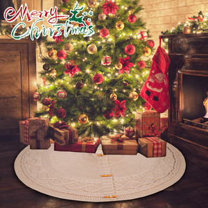 XSlive Diamond Knitted Christmas Tree <b>Skirt</b> 36/48 Inch Large Rustic Cable Knit Xmas Tree <b>Skirts</b> Christmas Holiday Decoration - Product Image 3