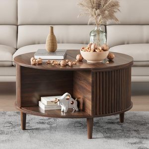 <span class=keywords><strong>Mesa</strong></span> de Centro Moderna Redonda de Madera de Nogal Oscuro <span class=keywords><strong>con</strong></span> Tapa Elevable y Almacenamiento, <span class=keywords><strong>Mesa</strong></span> de Salón <span class=keywords><strong>con</strong></span> <span class=keywords><strong>Estante</strong></span> - Product Image 4