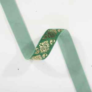 Bohemian <b>Botanical</b> Leaf <b>Printed</b> Ribbon Green White Grosgrain Ribbon for Clothing Curtain Decor - Product Image 4