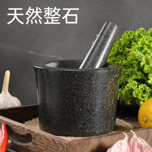 Black Stone Mortar And Pestle Garlic Crusher Manual Household <b>Grinder</b> Durable <b>Herb</b> Spice Tool - Product Image 3