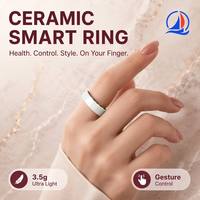 Bague connectée en céramique avec contrôle gestuel, personnalisable OEM, moniteur de santé, de sommeil et de fréquence cardiaque, pour la vente en gros mondiale