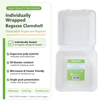 Boîte à lunch Warmpack à 3 compartiments en bagasse de canne à sucre, sans BPA, pour barbecue, biodégradable, jetable, pour plats à emporter