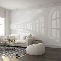 Peinture murale 3D effet visuel, motif Art Déco, fenêtre cintrée, couloir, nature morte, vue sur galerie, taille personnalisée, pour intérieur/extérieur