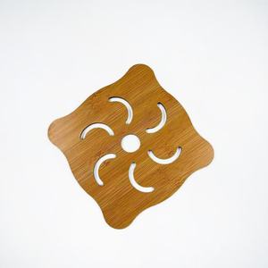 Bamboo Heat Insulating Mat Square Irregular Shape Non Slip <b>Pot</b> Bowl Coaster For Home Use - Product Image 2