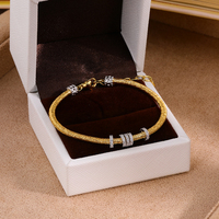 Bracelet en argent sterling S925 plaqué or avec zircon cubique, bijoux de luxe haut de gamme à chaîne texturée pour la vente en gros