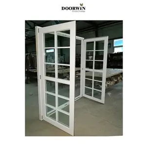 Doorwin White Aluminium Double Swing French Door And Grille Design Wooden Frames Casement Window