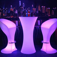 Table de bar LED commerciale étanche anti-UV, table d'appoint lumineuse en forme de sablier, rechargeable, à changement de couleur pour hôtel, bar, terrasse