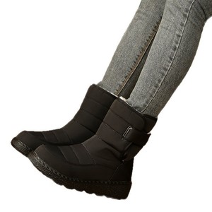 Bottes d'hiver doublées de velours, chaudes, à semelle épaisse, pour femmes, grandes tailles, en tissu de coton - Product Image 4