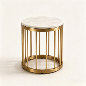 Modern <b>Round</b> Glass Coffee <b>Table</b> with <b>Gold</b> Metal Base 2-in-1 Contemporary Living Room Furniture - Product Image 4
