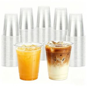 Gobelet à café glacé jetable en plastique PET transparent de 12 oz (98 mm) avec logo personnalisé pour café et boissons, disponible pour visites en usine - Product Image 1