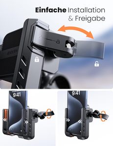 Support de téléphone pour vélo et moto, rotatif à 360°, déverrouillage en 1 seconde, étanche, en ABS, compatible avec iPhone 16 Pro Max - Product Image 5