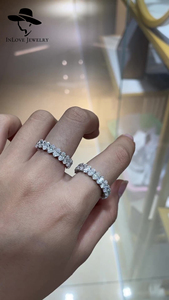남자와 여자의 전체 다이아몬드 반지 타원형 모양 3x5mm 라운드 컷 S925 스털링 실버 테니스 반지 Moissanite 보석 - Product Image 4