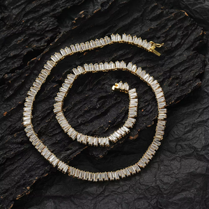 Front and Back Ladder Square Zirconium Tennis <b>Chain</b>, Mix and Match Stacked <b>Chain</b> Tanjing Fashion Lijing Necklace - Product Image 1
