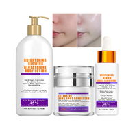 Ensemble de soins de la peau en marque privée, sérum éclaircissant, correcteur de taches brunes, crème éclaircissante, lotion corporelle blanchissante