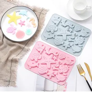 Silicone Fish Dolphin Seahorse Starfish Sea Turtle Cake Border Molds for Kitchen Baking and Ice Decorations Fondant Mold