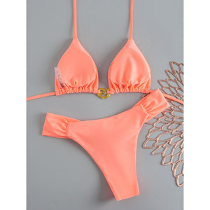 Nuovo Bikini Sexy Arancione 2026 con Laccetti Laterali per Spiaggia e Spa, Costume <span class=keywords><strong>da</strong></span> Bagno Brasiliano Sexy a <span class=keywords><strong>Perizoma</strong></span> - Product Image 3