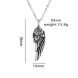 Rose Angel Wings Cremation Urn Necklace for Ashes Keepsake Urn Holder Memorial Stainless Steel <b>Pendant</b> for <b>Men</b> Women - Product Image 2