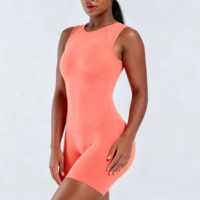 Nouveaux justaucorps de yoga sans manches à dos ouvert avec logo personnalisé, vêtements de fitness, shorts de sport, combinaisons de sport une pièce pour femmes