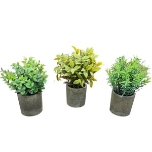 LUYI B2B Liquidación: Set de 3 Mini Plantas Artificiales en Maceta de Plástico para Decoración de Hogar, Jardín y Oficina - Product Image 1