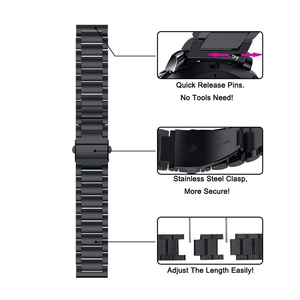 KeepWin <span class=keywords><strong>Samsung</strong></span> Galaxy reloj de 3 <span class=keywords><strong>Fit</strong></span> <span class=keywords><strong>2</strong></span> Acero inoxidable Acero reloj bandas Correa 20 mm con botón de oro 24mm 22mm 18mm, 16mm - Product Image 2