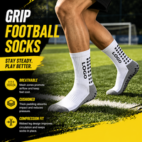 Chaussettes de football unisexes antidérapantes en coton tricoté avec logo personnalisé, semelle en tissu éponge confortable, mi-mollet