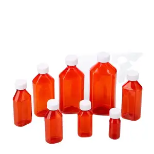 Pet Plastic Liquid Medicine Bottles 12 Oz Plastic Bottles With Lids Oval Medicine Bottles
