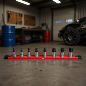 Juego de llaves hexagonales de 1/2 pulgada, 8 piezas, métricas, con riel de almacenamiento rojo para reparación automotriz - Product Image 3