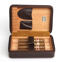 Estuche Humidor Portátil de Cuero PU con Diseño Personalizado, Forrado en Cedro Español, Acabado Esmerilado, Estilo Clásico, para Cigarros