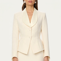 Veste de costume OUDIAN de haute qualité, professionnelle, unie, à manches longues, col à revers, ourlet à volants, pour femmes