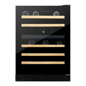 Vinopro Ayarlanabilir Raflı 60cm Şarap Dolabı Çift Bölgeli 46 Şişe Kapasiteli Ankastre Kırmızı Şarap Soğutucu Buzdolabı 45 Derece İçe Yönelik Işık ile - Product Image 1