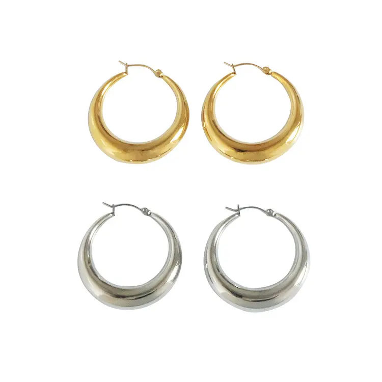 SUMMER NEW jewellery earing stainless steel earrings 18k gold plated designer earring Hollow crescent earrings